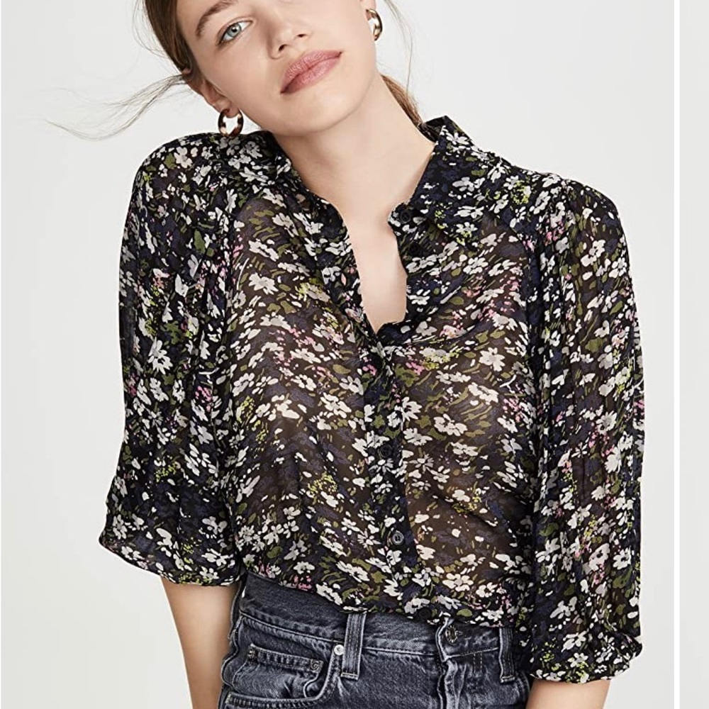 GANNI Printed Georgette Blouse NWOT